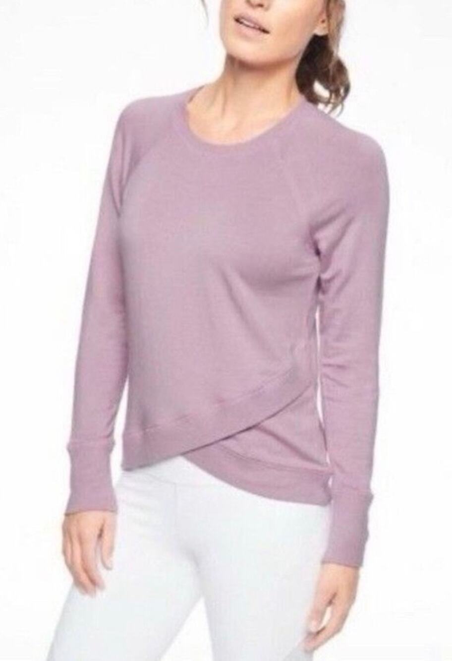 Athleta Pink Criss Cross Sweatshirt XS Long Sleeve Crew Activewear Athleisure